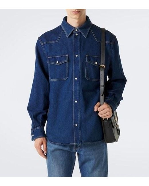 Valentino Blue Vgold Denim Western Shirt for men