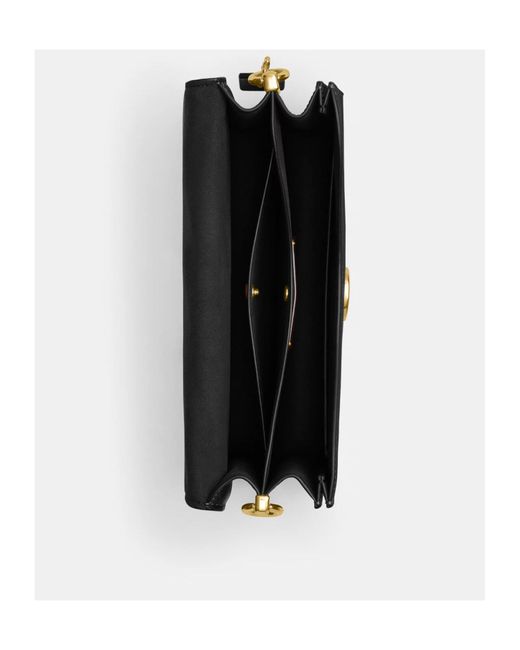 COACH Black Logo Detailed Fold-Over Shoulder Bag
