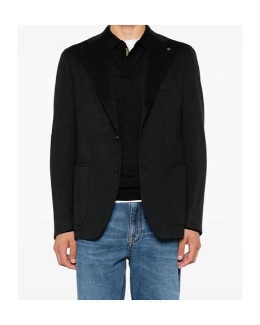 Tagliatore Black Single-Breasted Blazer for men