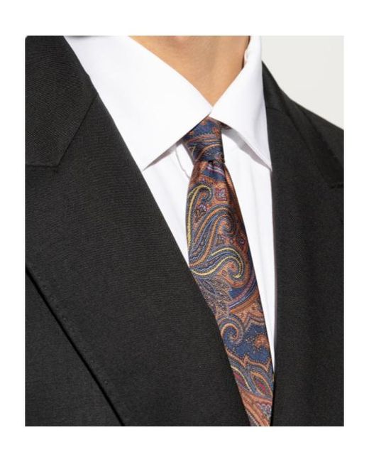 Etro Purple Paisley Printed Pointed-Tip Tie for men