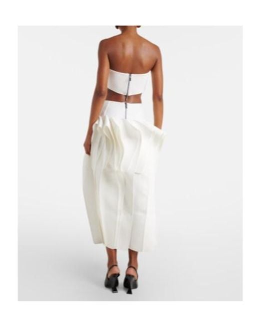 Maticevski White Streaming Draped Midi Skirt