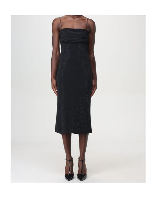 Philosophy Di Lorenzo Serafini Black Embellished Square Neck Midi Dress