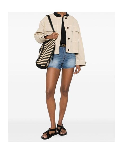 Closed Natural Button-Up Flap-Pocket Jacket