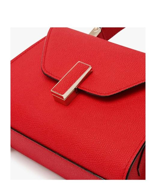 Valextra Red Iside Foldover Micro Crossbody Bag