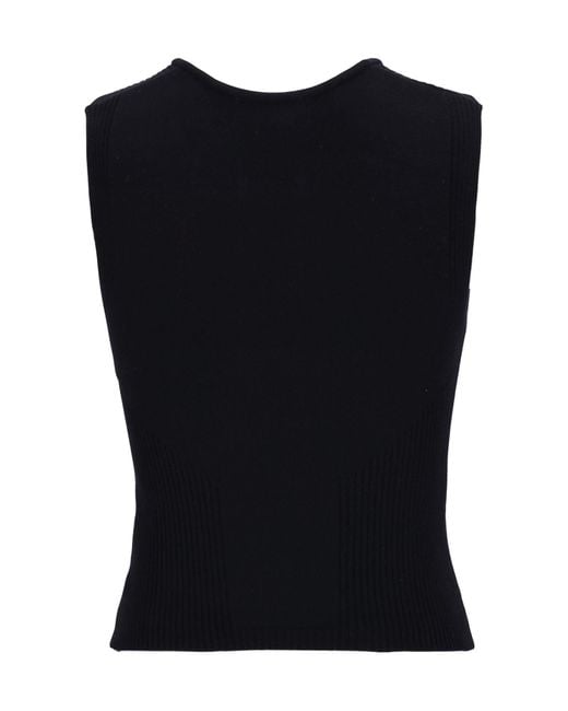 MARINE SERRE Black Cut-Out Detailed Knitted Top