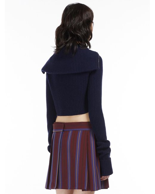 Sportmax Blue Zipped Cropped Cardigan