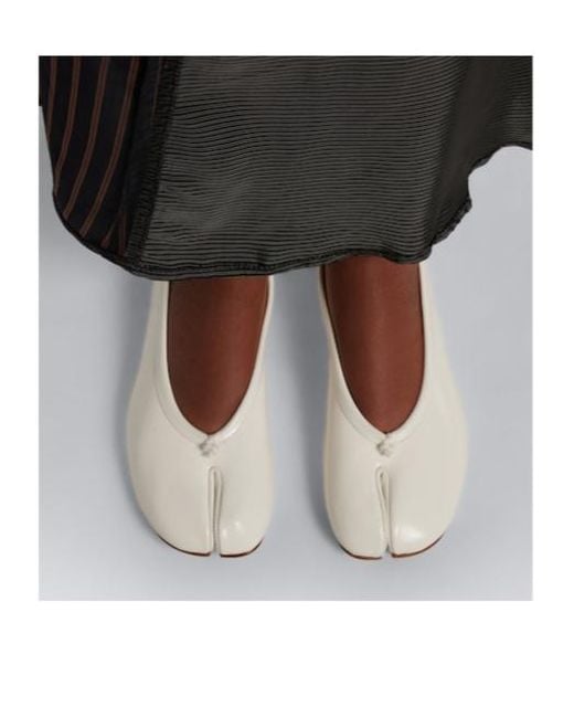 Maison Margiela White Tabi Leather Ballet Flats