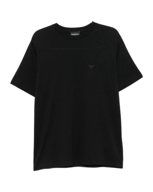 Emporio Armani Black Logo-Embroidered T-Shirt for men