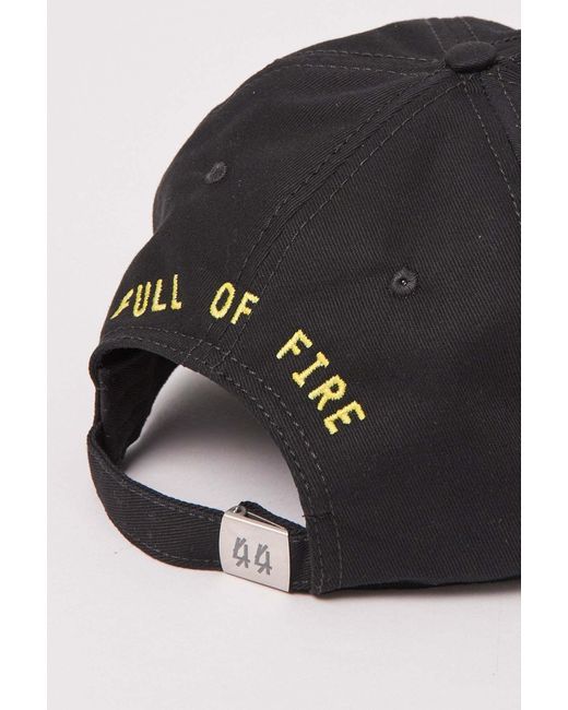44 Label Group Black Logo Embroidered Eyelet Cap for men