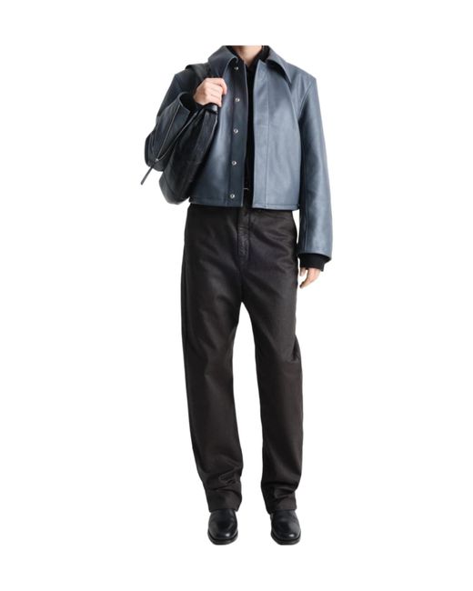 Lemaire Gray Cropped Leather Jacket