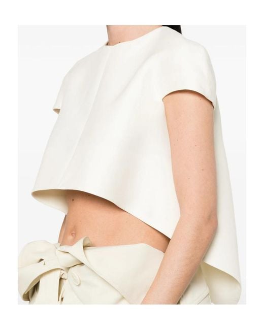 Balenciaga White Asymmetric Cropped Top