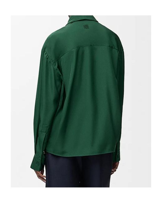 Loewe Green Charmeuse Balloon Button-Down Shirt