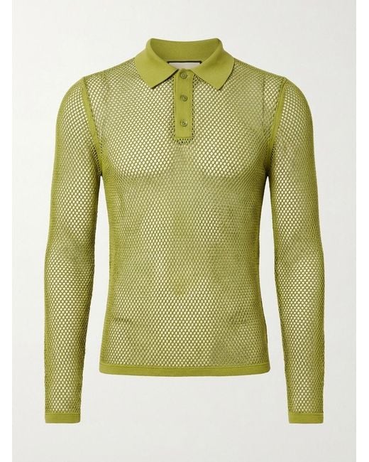 Gucci Green Long-Sleeved Polo Shirt for men