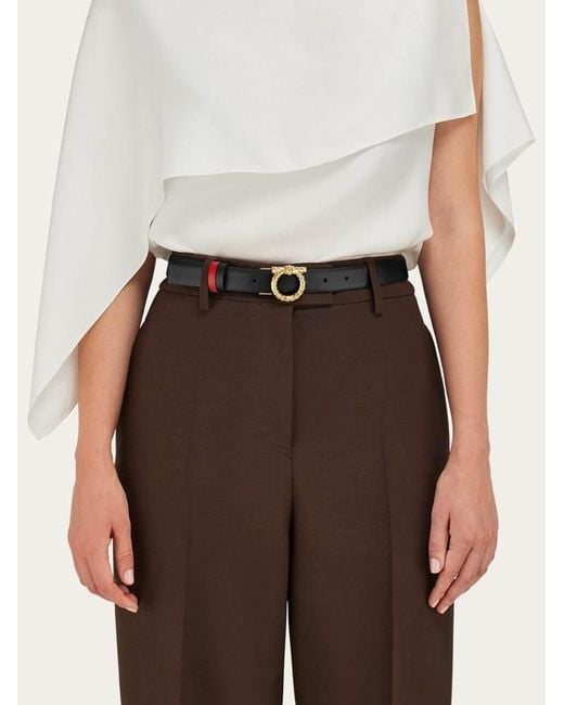 Ferragamo White Adjustable And Reversible Gancini Belt