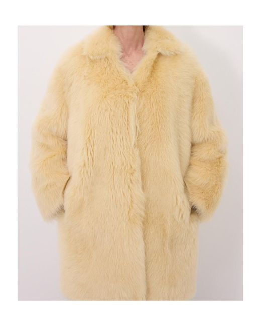 Loulou de Saison Natural Ruben Spread-Collar Lamb-Fur Coat
