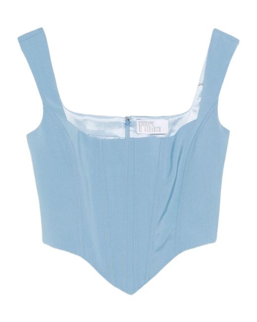 GIUSEPPE DI MORABITO Blue Square-Neck Top