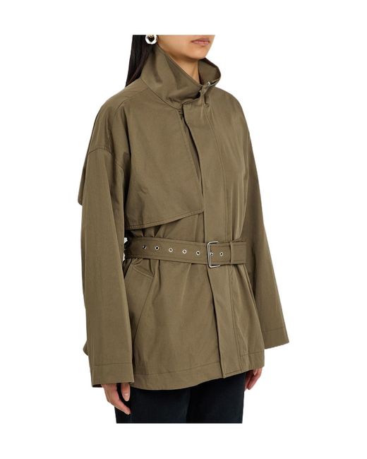 FRAME Green Belted Cotton Trench Jacket
