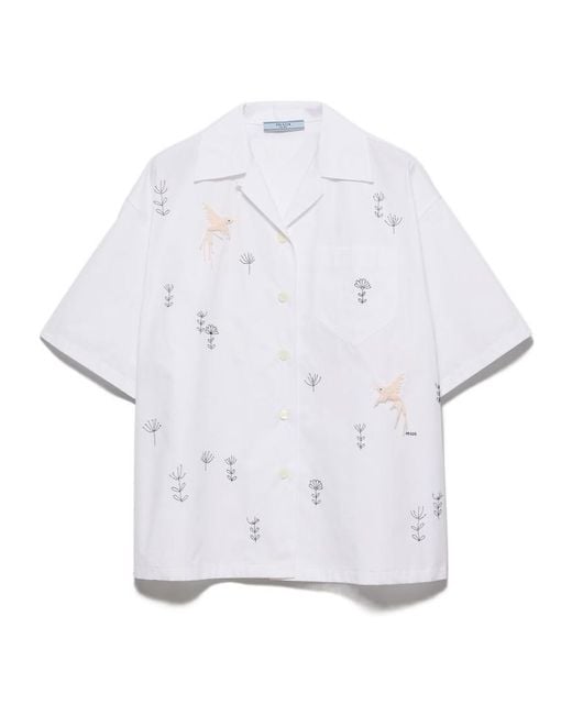Prada White Short-Sleeved Button-Up Shirt