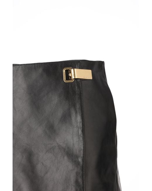 Balenciaga Black Buckled Leather Skort