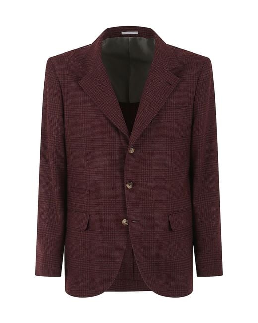 Brunello Cucinelli Purple Single-Breasted Tailored Jacket for men
