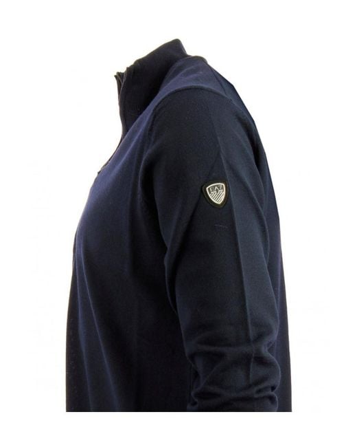 EA7 Blue Long-Sleeved Pullover for men
