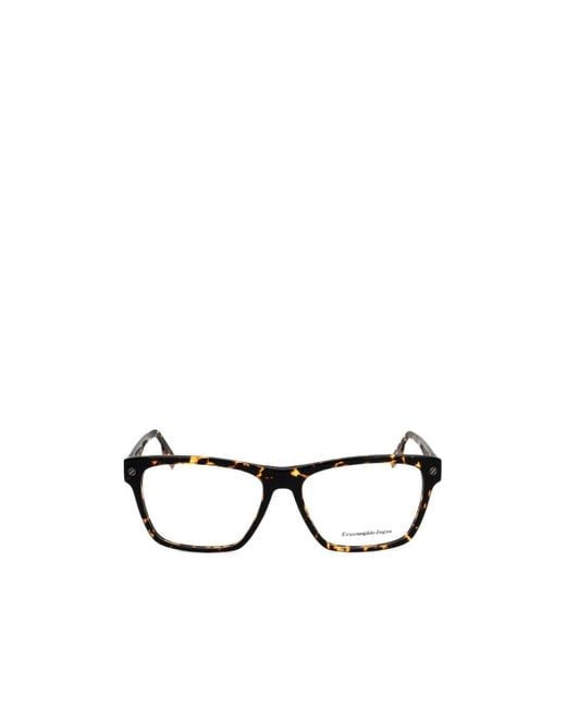 Zegna White Rectangle Frame Glasses for men