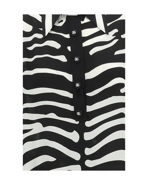 Dolce & Gabbana White Zebra-Printed Long-Sleeved Kaftan