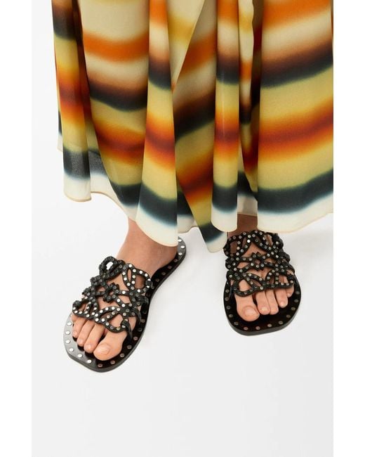 Loewe White Studded Flat Slides