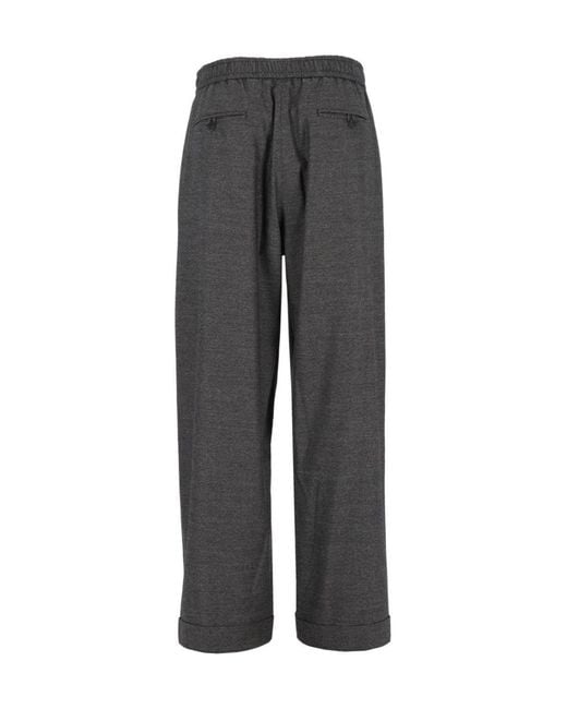 Giorgio Armani Gray Elastic-Waist Wide-Leg Pants for men