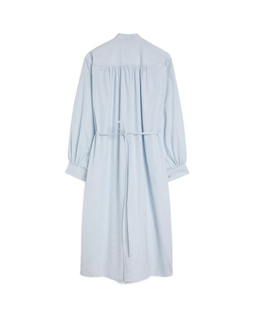 Jil Sander Blue Long-Sleeved Midi Shirt Dress
