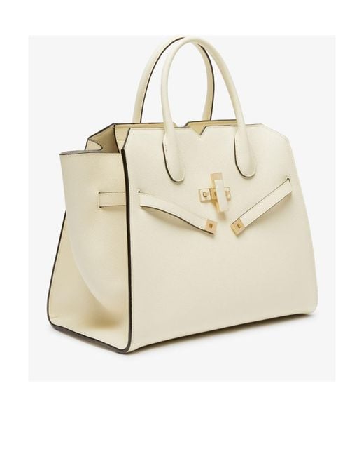 Valextra Natural Medium Milano Leather Tote Bag