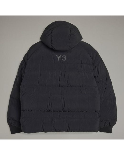 Y-3 Blue Logo-Print Puffer Jacket for men