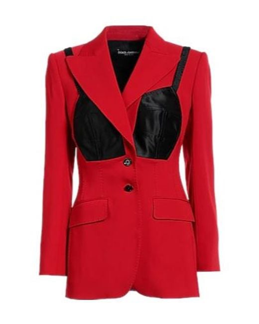 Dolce & Gabbana Red Twotone Minimalist Blazer