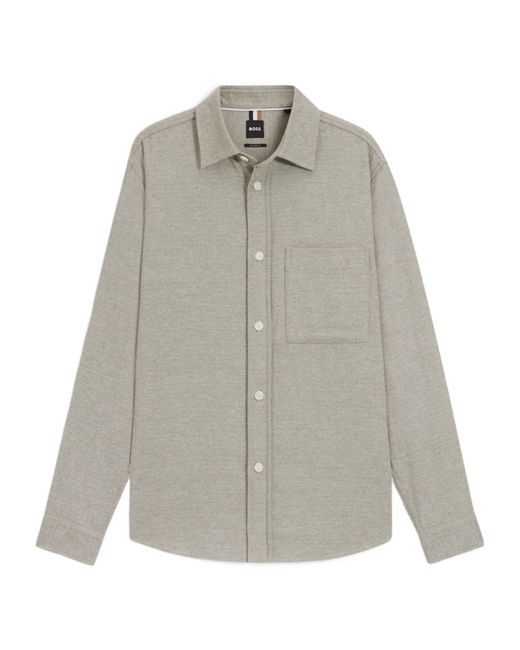 Boss Gray Knit Long-Sleeve Shirt for men