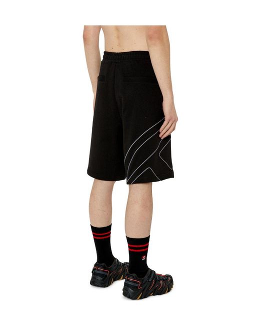 DIESEL Black P-Crow Megoval Maxi D Logo Sweat Shorts for men