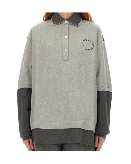 Stella McCartney Gray Logo Panelled Rugby Shirt