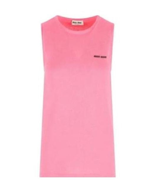 Miu Miu Pink Crewneck Sleeveless Knitted Top
