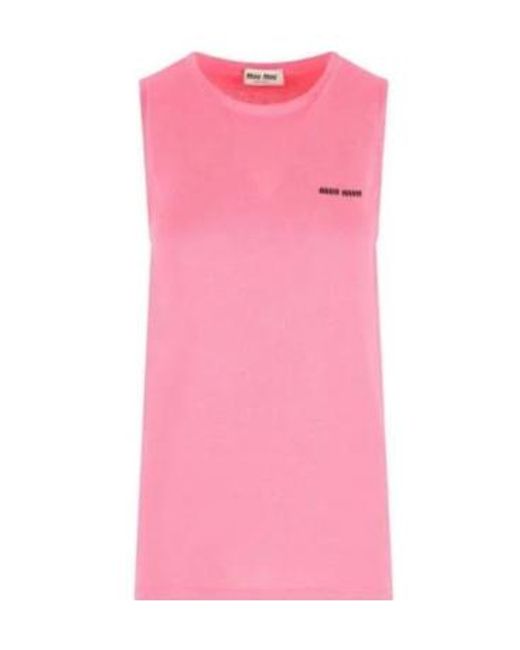 Miu Miu Pink Crewneck Sleeveless Knitted Top