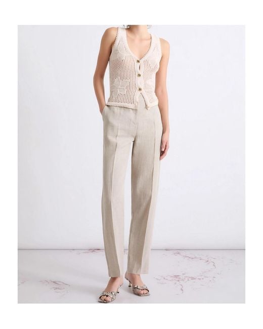 Marella Gray Casual Pants With Belt Loops