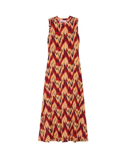 Ulla Johnson Red Orla Printed Stretch-Jersey Midi Dress
