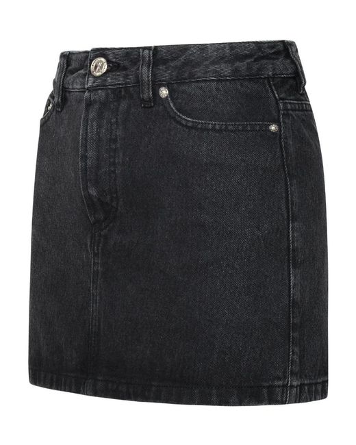 A.P.C. Black Washed Denim Mini Skirt