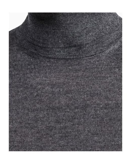 Giorgio Armani Gray Sweater Regular Fit Plain Knit Cashmere for men