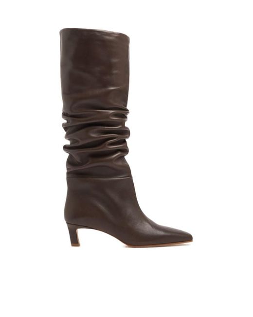 Alohas Brown Kalila Pleated Leather Boots
