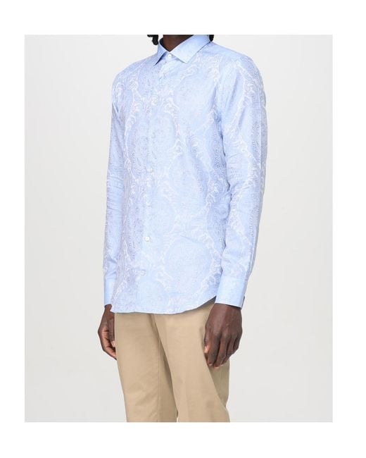 Etro Blue Patterned-Jacquard Shirt for men