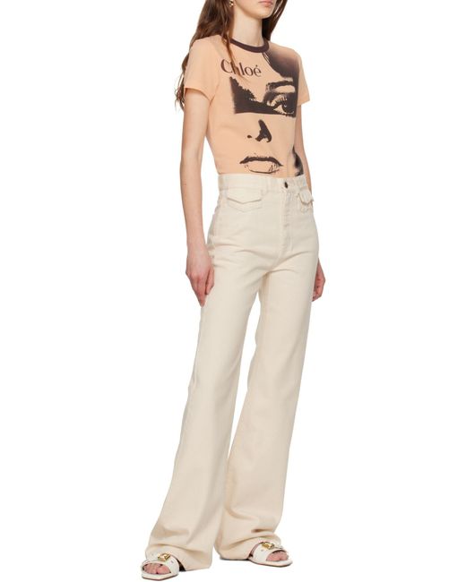 Chloé White Logo-Patch Jeans