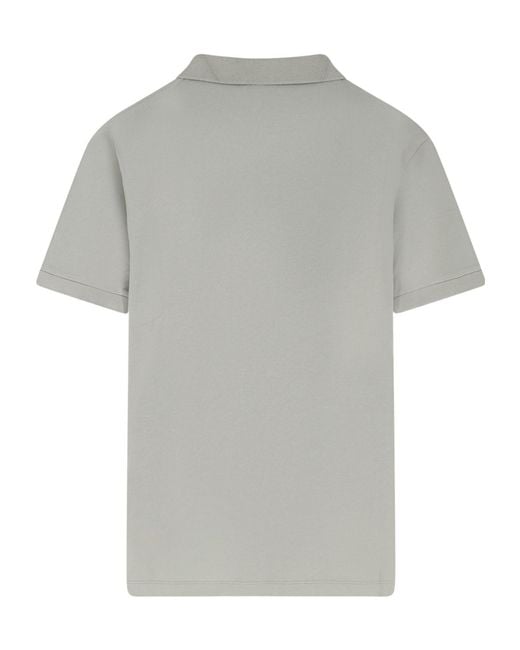 Stone Island Gray Slim-Fit Short-Sleeve Polo Shirt With Compass Logo for men