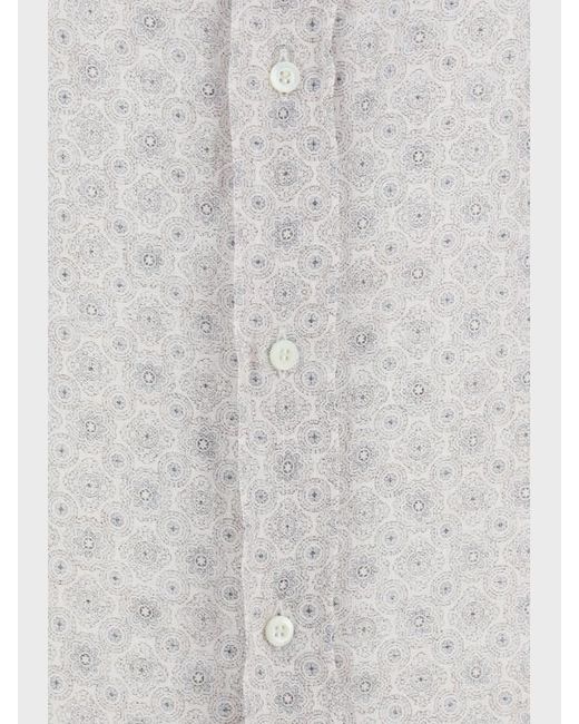 Brunello Cucinelli Gray Pattern Long-Sleeved Shirt for men