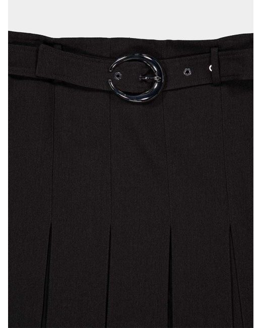 Rabanne Black Belted Pleated Midi Skirt