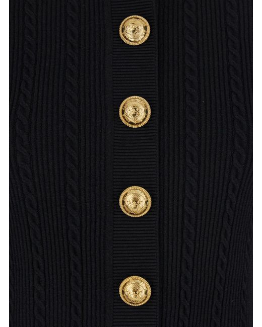 Balmain Black Button Embellished Knitted Cardigan