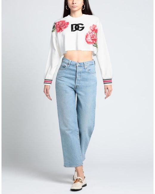 Dolce & Gabbana White Floral Long-Sleeve Sweatshirt